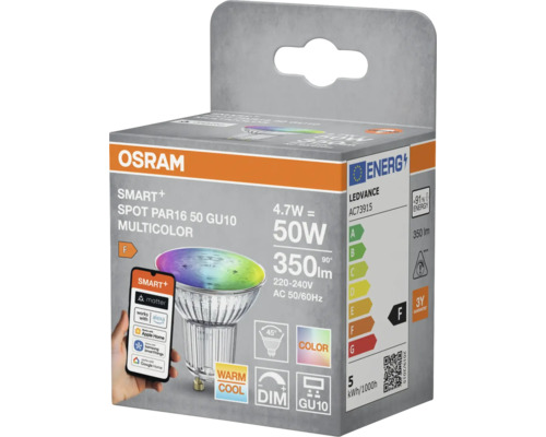 Osram Smart Plus Spot PAR16 50 GU10 Flerfärgad i produktförpackning