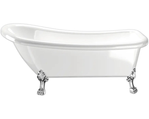 Fristående badkar NORO Old England 156 vit slät ovalt kromade lejontassar 670x1560 mm 7307650