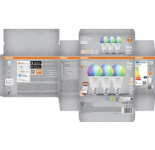 Förpackning med Osram 3-pack Smart Multicolor E27 LED-lampor