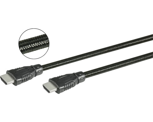 HDMI-kabel med textilomspunnen kabel och svarta kontakter