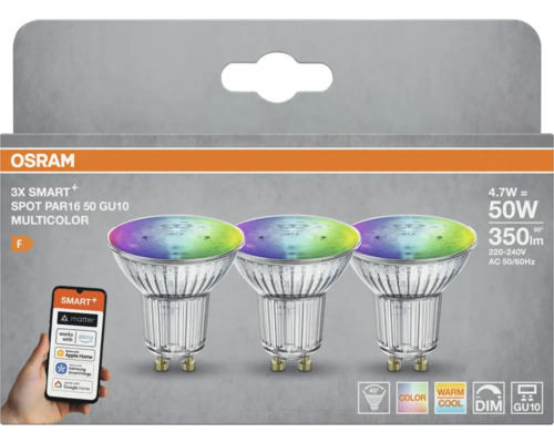 Osram 3-pack Smart+ LED-spotlights PAR16 50 GU10 Multicolor