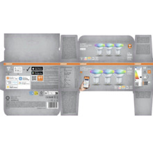 Förpackning med tre smarta Osram GU10 Multicolor-lampor