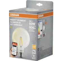 Osram Smart+ Filament Globe125 60 E27 dimbar LED-lampa i förpackning