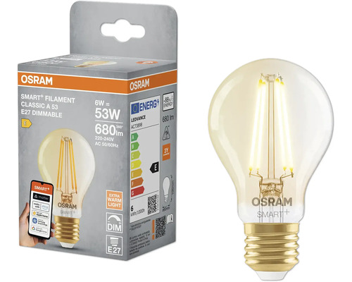 Osram Smart+ Filament Classic A 53 E27 dimbar LED-lampa med förpackning