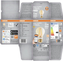 Förpackning för en Osram Smart Filament Classic A 53 E27 dimbar lampa