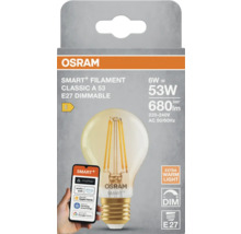 Osram Smart+ Filament Classic A 53 E27 dimbar glödlampa i förpackning.