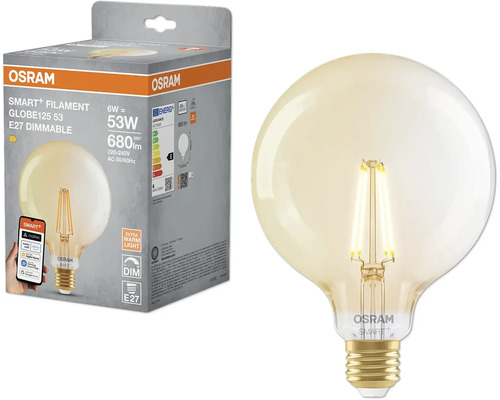 Osram Smart Filament Globe 125 53 E27 dimbar glödlampa och förpackning