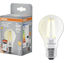 Osram Smart Filament Classic A 60 E27 dimbar glödlampa och förpackning