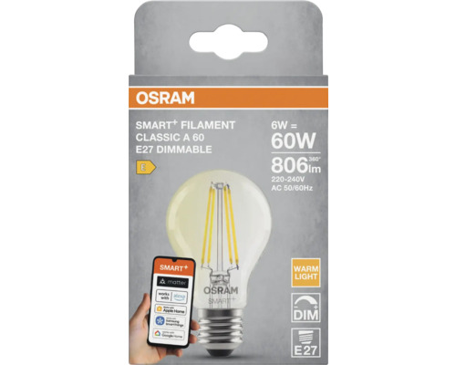 Osram Smart Filament Classic A 60 E27 dimbar glödlampa