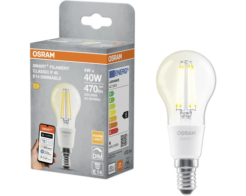 Osram Smart+ Filament Classic P 40 E14 dimbar glödlampa med förpackning