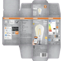 Förpackning för en Osram Smart Filament Edison 60 E27 dimbar lampa