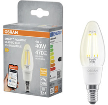 Osram Smart Plus Filament Classic B 40 E14 dimbar LED-lampa i förpackning och utan förpackning