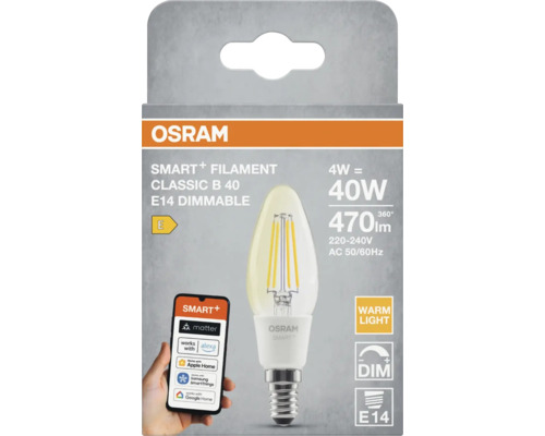 Osram Smart Filament Classic B 40 E14 dimbar LED-lampa