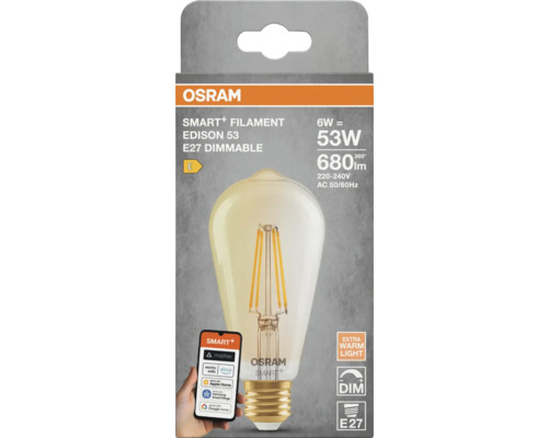 Osram Smart+ Filament Edison 53 E27 dimbar lampa