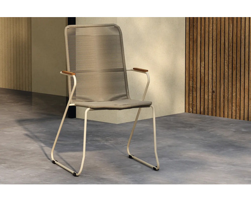 Trädgårdsstol med armstöd och repväv