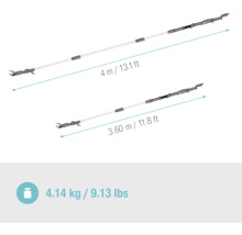 Trädgårdsredskap med teleskopskaft, längd 4 meter och 3,60 meter