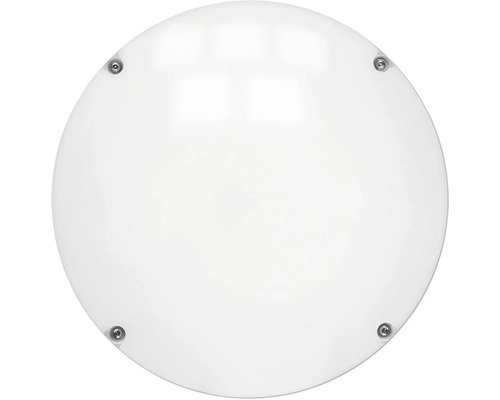Rund vit taklampa med fyra skruvar