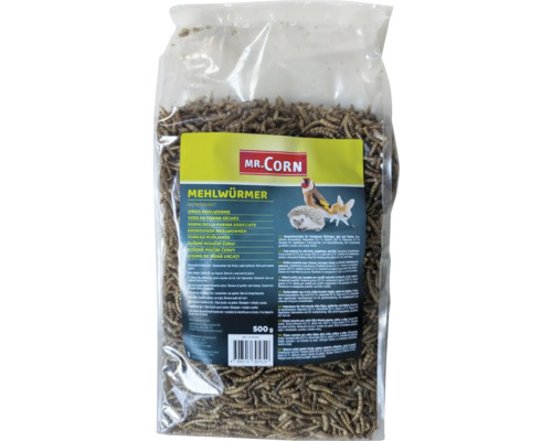 Förpackning torkade mjölmaskar från Mr. Corn, 500 gram
