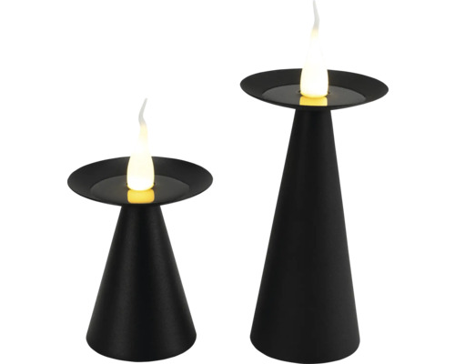 LED-ljus LAFIORA 2-pack Ø9x16cm & Ø9x22,5cm svart Två svarta ljusstakar med elektroniska ljus