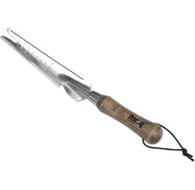 Trädgårdsredskap i rostfritt stål med trähandtag