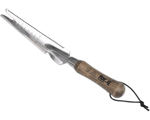 Trädgårdsredskap i rostfritt stål med trähandtag