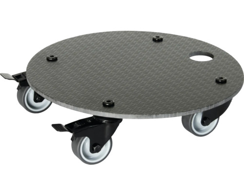 Blomvagn WAGNER SYSTEM komposit Ø30x7,5cm svart Rullbräda med rund, strukturerad yta och hjul