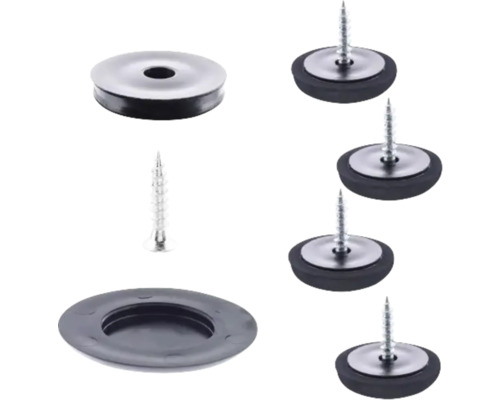 Möbeltass WAGNER SYSTEM med skruv slim svart 4-pack Avloppsfästsats med skruvar