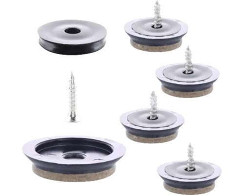 Möbeltass WAGNER SYSTEM med skruv svart/kork 4-pack Möbelglidare med skruv