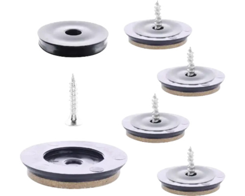 Möbeltass WAGNER SYSTEM Syno Ø40mm svart/kork 4-pack Möbelglidare med skruv för fastsättning