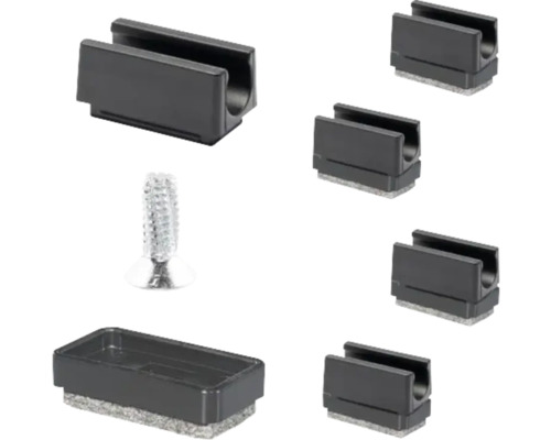 Möbeltass WAGNER SYSTEM QuickClick Ultrasoft 31x17mm Ø11mm svart/grå 4-pack Möbelglidesset med skruv för rör