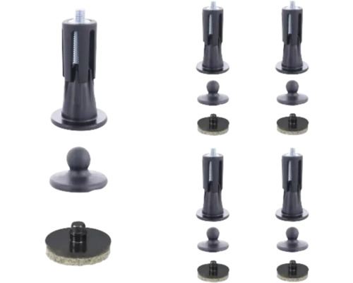Möbeltassar WAGNER SYSTEM Ø35mm svart/grå 4-pack Möbelglidset för montering på möbler