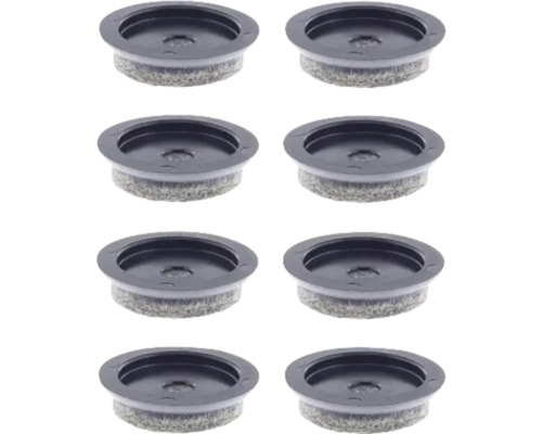 Möbeltassar WAGNER SYSTEM QuickClick Ultrasoft Ø30mm svart/grå 8-pack Flera möbelglidare med filtyta för enkel montering