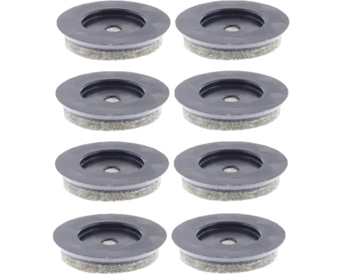 Möbeltassar WAGNER SYSTEM QuickClick Ultrasoft Ø40mm svart/grå 8-pack Åtta möbeltassar i filt med plastkapsel och glidyta i filt