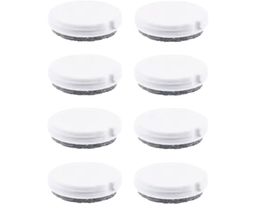 Möbeltassar WAGNER SYSTEM QuickClick Ultrasoft Ø25mm vit/grå 8-pack Åtta magnetiska whiteboardtorkare för whiteboards