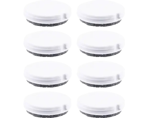 Möbeltassar WAGNER SYSTEM QuickClick Ultrasoft Ø30mm vit/grå 8-pack Åtta magnetiska whiteboardtavelsuddar