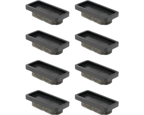 Möbeltassar WAGNER SYSTEM QuickClick Ultrasoft 32x15mm svart/grå 8-pack Åtta raka möbelskydd att skruva fast med glidyta av filt
