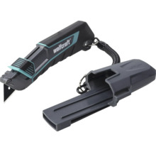 Wolfcraft logotyp. Skärare med bladskydd och flexibel anslutning