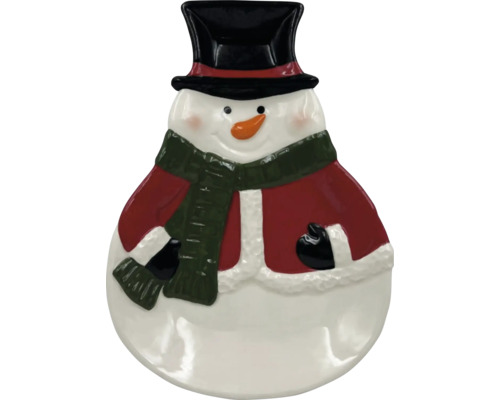 Snögubbe figur med hatt och halsduk som juldekoration