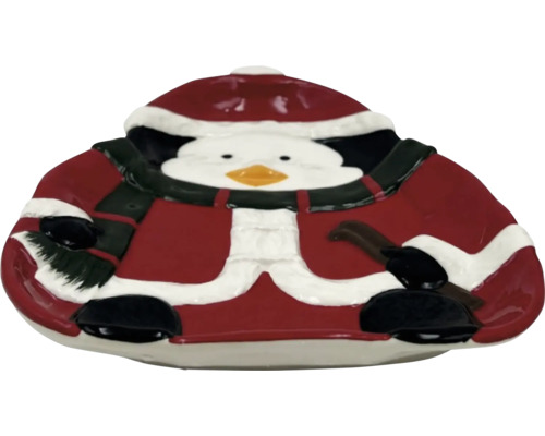 Dekorativ skål i form av en pingvin med julhatt och halsduk