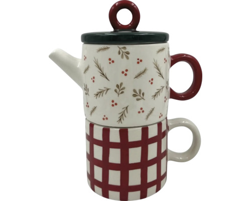 Tekanna med kopp, staplade på varandra