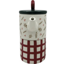 Tekanna i keramik med rutmönster och julmotiv