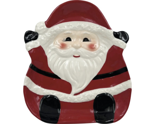 Dekorativ keramiktallrik med jultomte