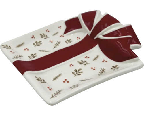 Dekorativ rektangulär skål med rosettdesign och blommor