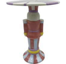 Sidobord i form av en nötknäppare med randig bordsskiva