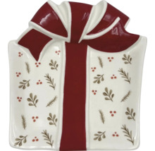 Dekorativ skål i presentform med rosett och mönster