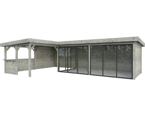 Paviljong PALMAKO Lenna 33,2 m² set 420 Slide doppimpregnerad grå