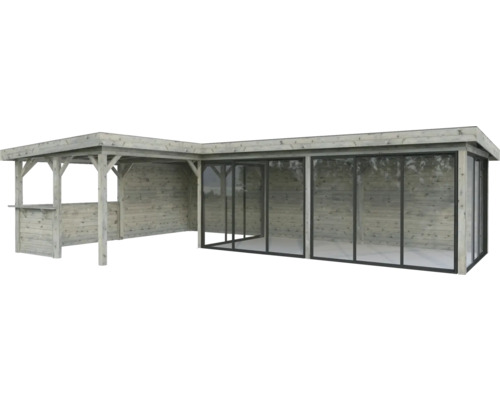 Paviljong PALMAKO Lenna 33,2 m² set 421 Slide doppimpregnerad grå