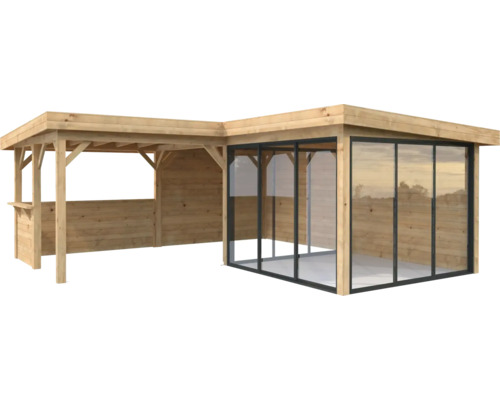 Paviljong PALMAKO Lenna 24,9 m² set 710 Slide+ doppimpregnerad brun