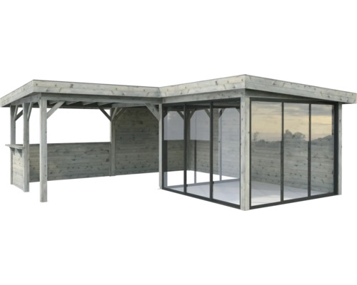 Paviljong PALMAKO Lenna 24,9 m² set 710 Slide+ doppimpregnerad grå