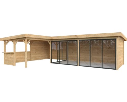 Paviljong PALMAKO Lenna 33,2 m² set 720 Slide+ doppimpregnerad brun
